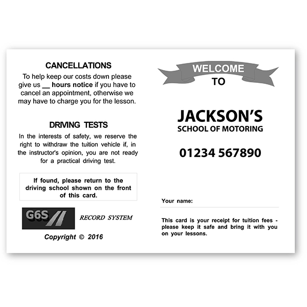 Personalized Pupil Appointment Cards Style Black and White